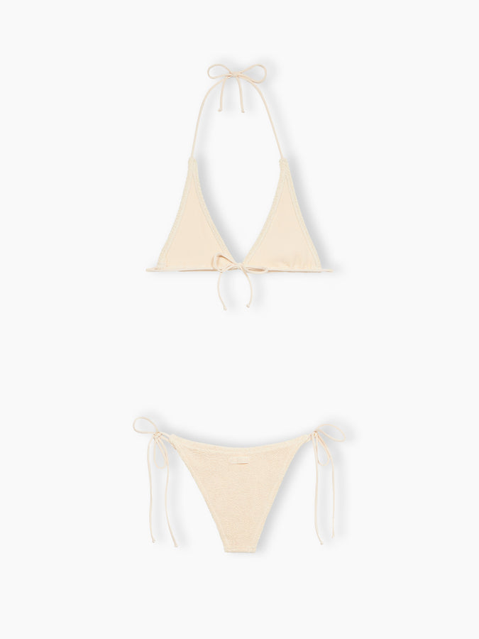 Mc2 Saint Barth Woman cream crinkle triangle bikini Guiana Marielle Fino Al -60%