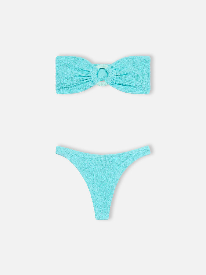Mc2 Saint Barth Bikini donna a fascia verde acqua stropicciato Yulia Naomi Affare Del Giorno