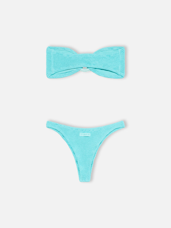 Mc2 Saint Barth Bikini donna a fascia verde acqua stropicciato Yulia Naomi Affare Del Giorno