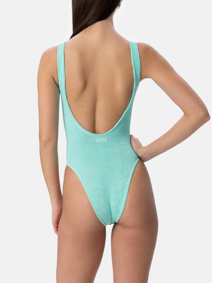 Mc2 Saint Barth Costume intero da donna Lora crinkle verde salvia Economico
