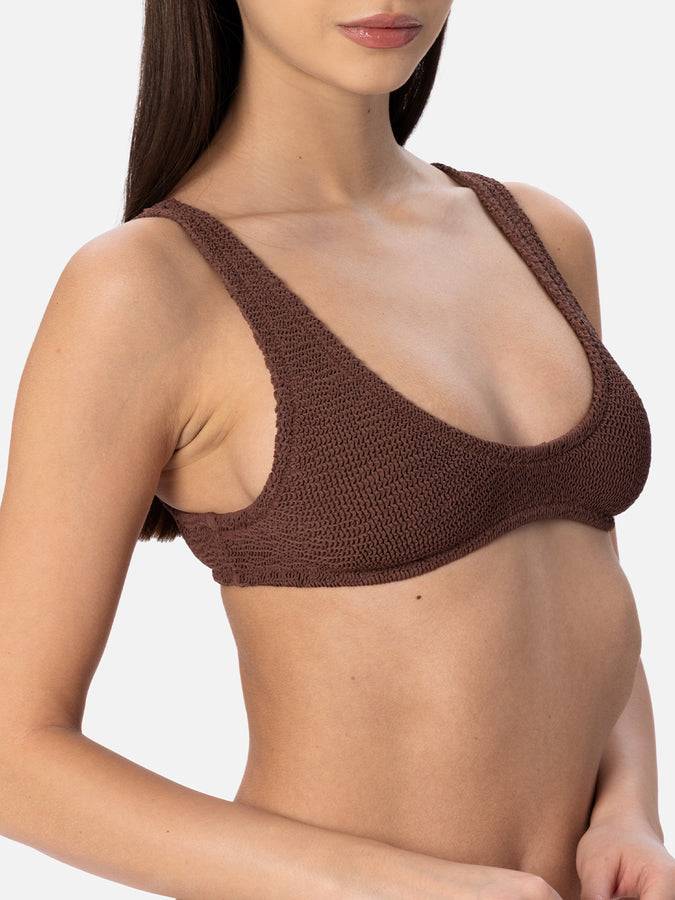 Mc2 Saint Barth Bikini da donna a bralette marrone crinkle Pamy Elise Online