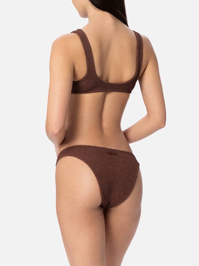 Mc2 Saint Barth Bikini da donna a bralette marrone crinkle Pamy Elise Online