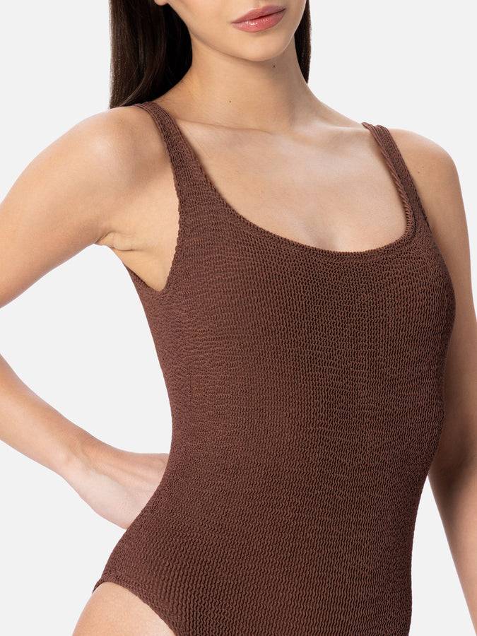 Mc2 Saint Barth Costume intero da donna marrone crinkle Lora Saldi