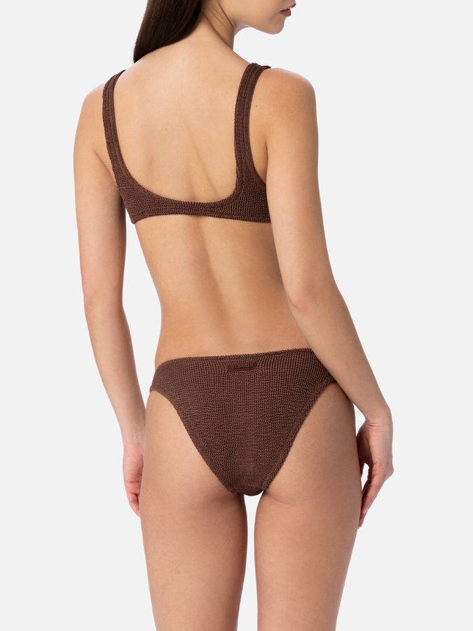 Mc2 Saint Barth Bikini da donna a bralette marrone crinkle Naima Elise Hotsell