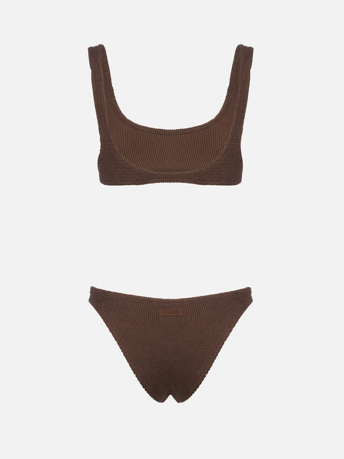 Mc2 Saint Barth Bikini da donna a bralette marrone crinkle Naima Elise Hotsell