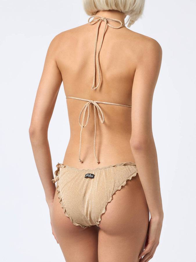 Mc2 Saint Barth Bikini da donna classico a triangolo oro lurex Sagittarius Moon Vendite Flash