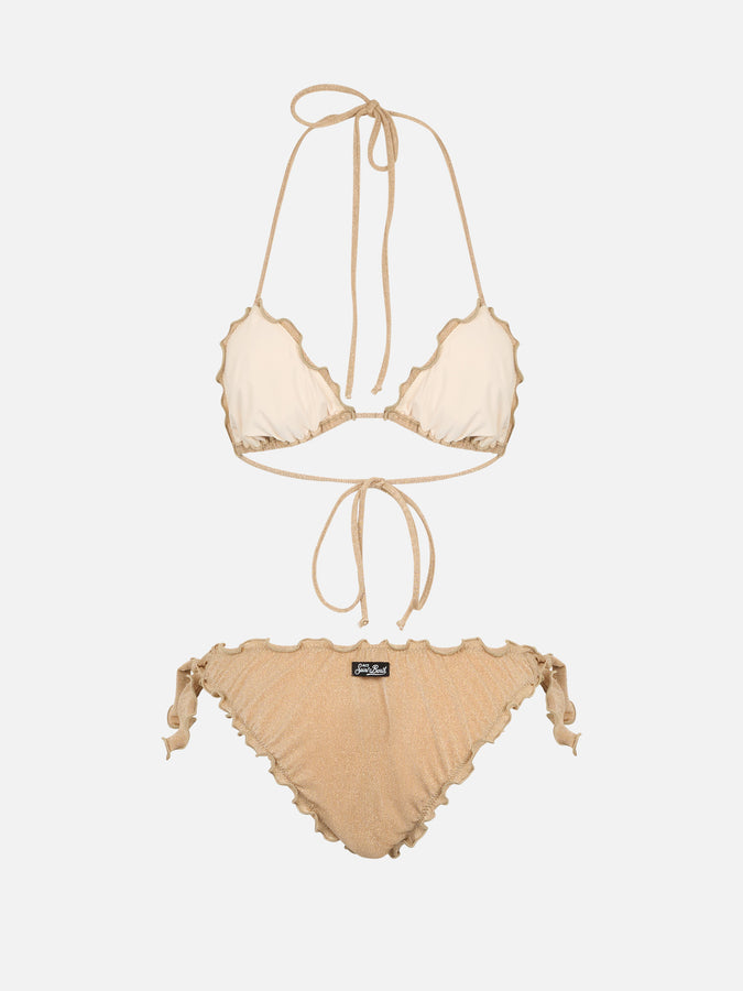 Mc2 Saint Barth Bikini da donna classico a triangolo oro lurex Sagittarius Moon Vendite Flash