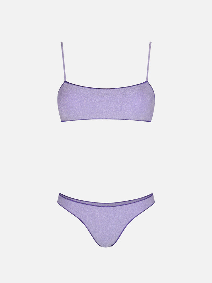 Mc2 Saint Barth Bikini da donna a bralette lilla lurex Sadie Naomi Nuova