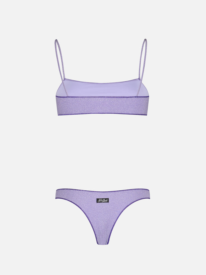 Mc2 Saint Barth Bikini da donna a bralette lilla lurex Sadie Naomi Nuova