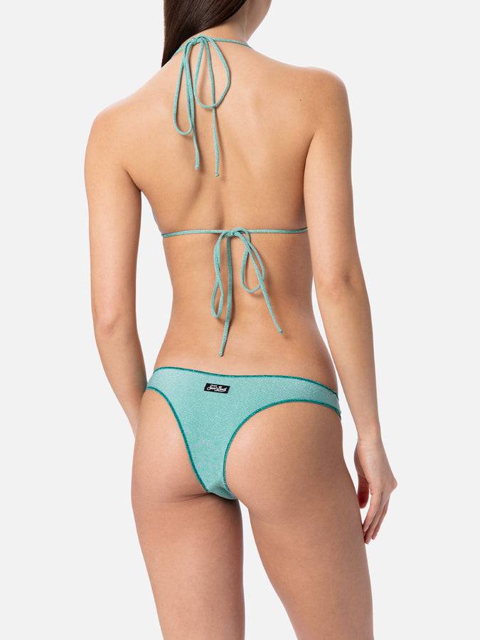 Mc2 Saint Barth Bikini da donna a triangolo verde acqua in lurex Leah Naomi Moda