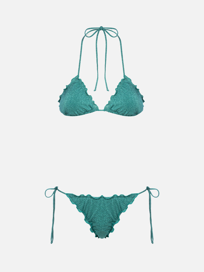 Mc2 Saint Barth Bikini da donna classico a triangolo verde acqua lurex Sagittarius Miami Italia