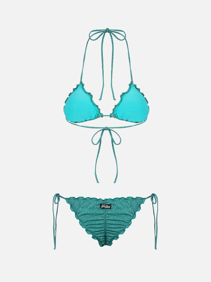 Mc2 Saint Barth Bikini da donna classico a triangolo verde acqua lurex Sagittarius Miami Italia