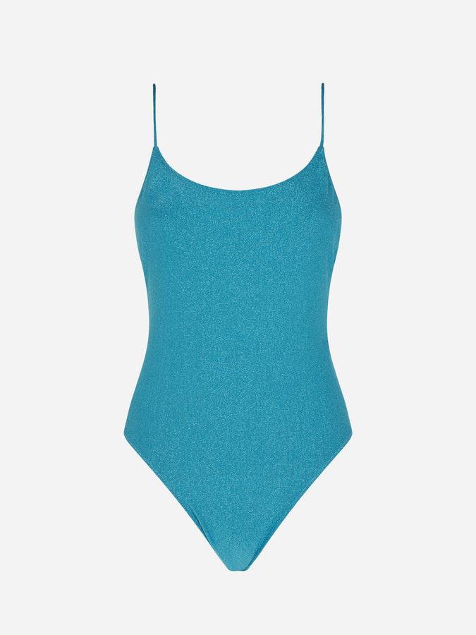 Mc2 Saint Barth Costume intero in lurex azzurro Spedizione Gratuita