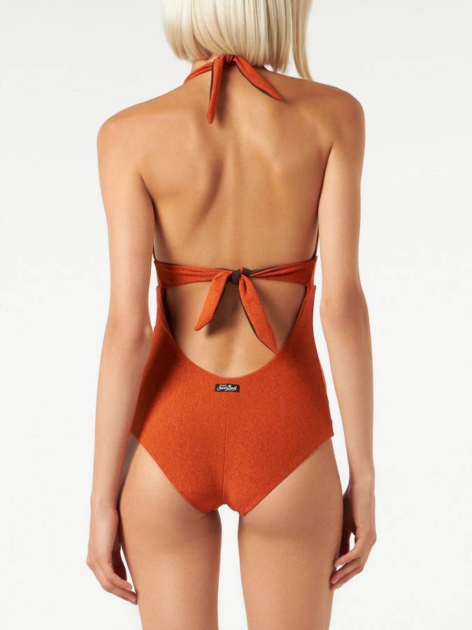 Mc2 Saint Barth Costume intero in lurex arancione Pezzi Unici