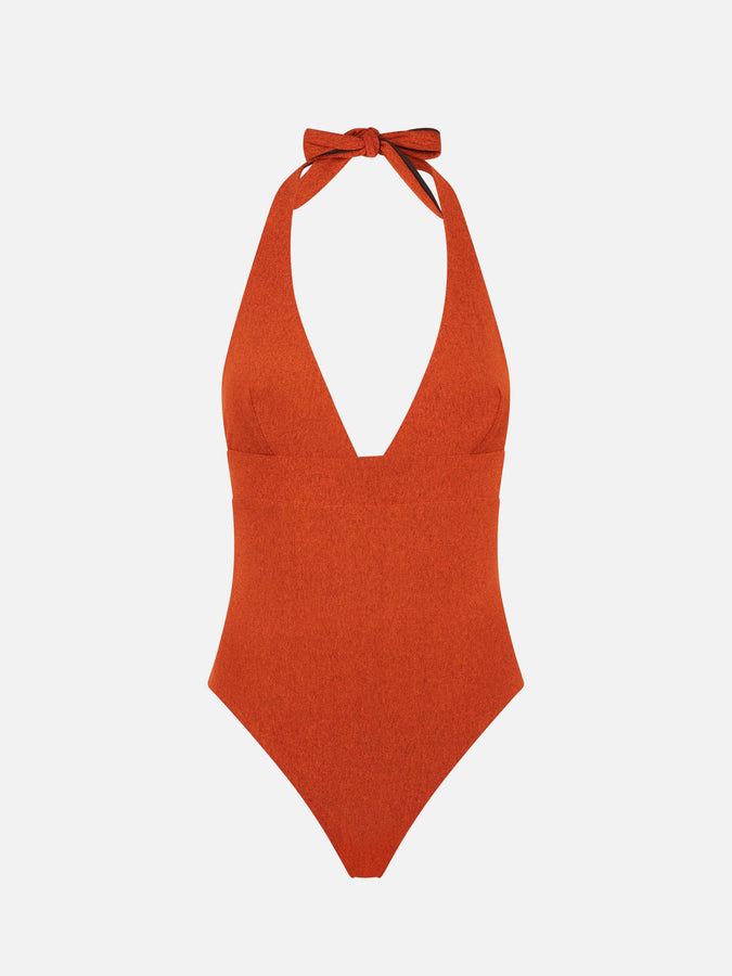 Mc2 Saint Barth Costume intero in lurex arancione Pezzi Unici