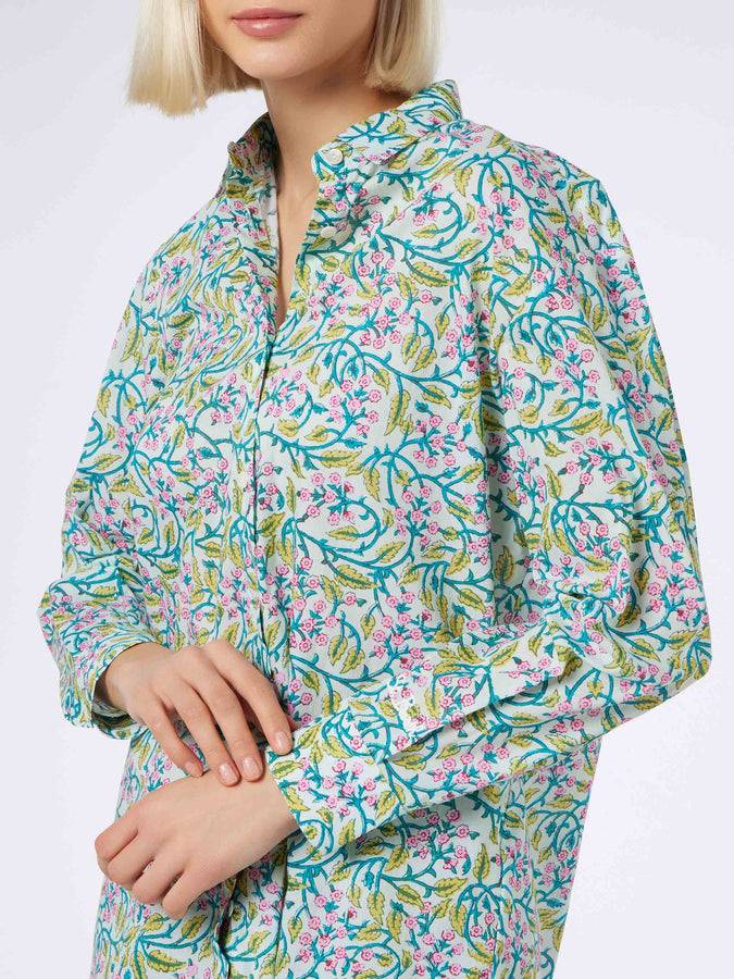 Mc2 Saint Barth Camicia da donna over Brigitte in cotone con stampa fiori Soddisfazione Garantita