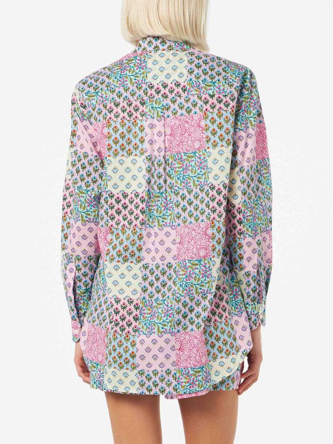 Mc2 Saint Barth Camicia da donna over Brigitte in cotone con stampa fiori Sconto
