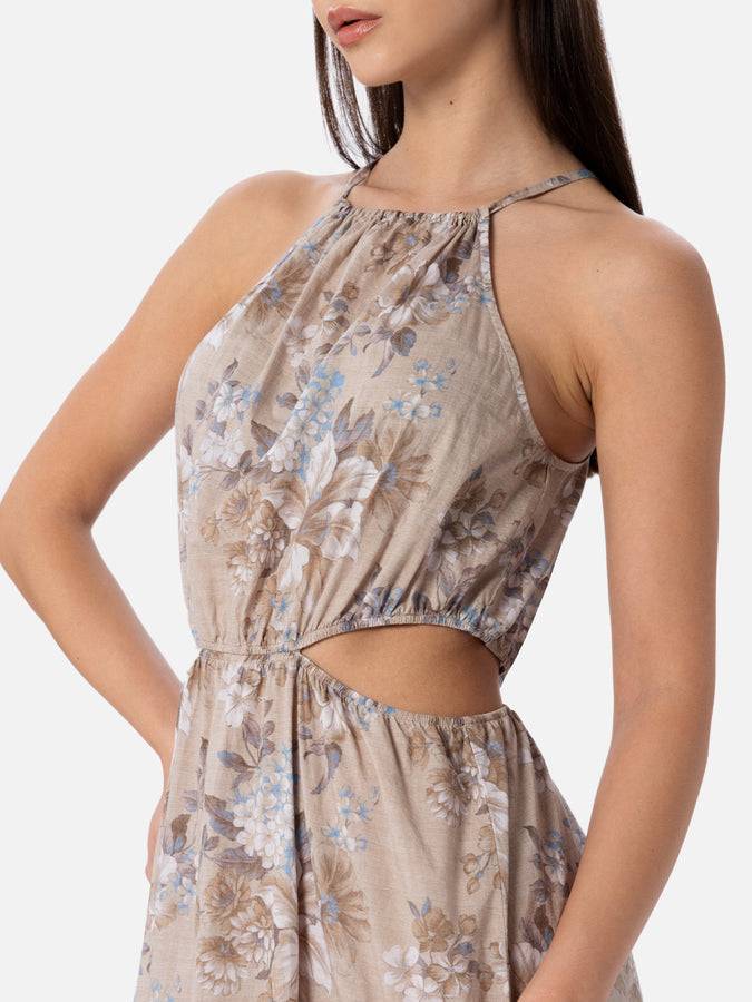 Mc2 Saint Barth woman cut out long dress Kaby with flower print Saldi
