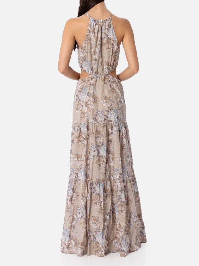 Mc2 Saint Barth woman cut out long dress Kaby with flower print Saldi