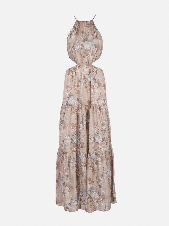 Mc2 Saint Barth woman cut out long dress Kaby with flower print Saldi