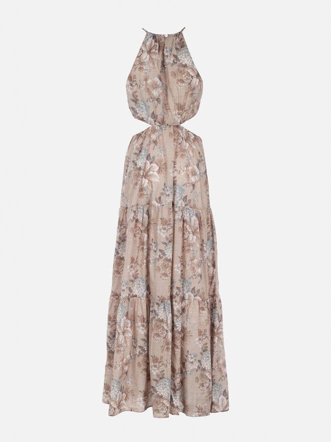 Mc2 Saint Barth woman cut out long dress Kaby with flower print Saldi