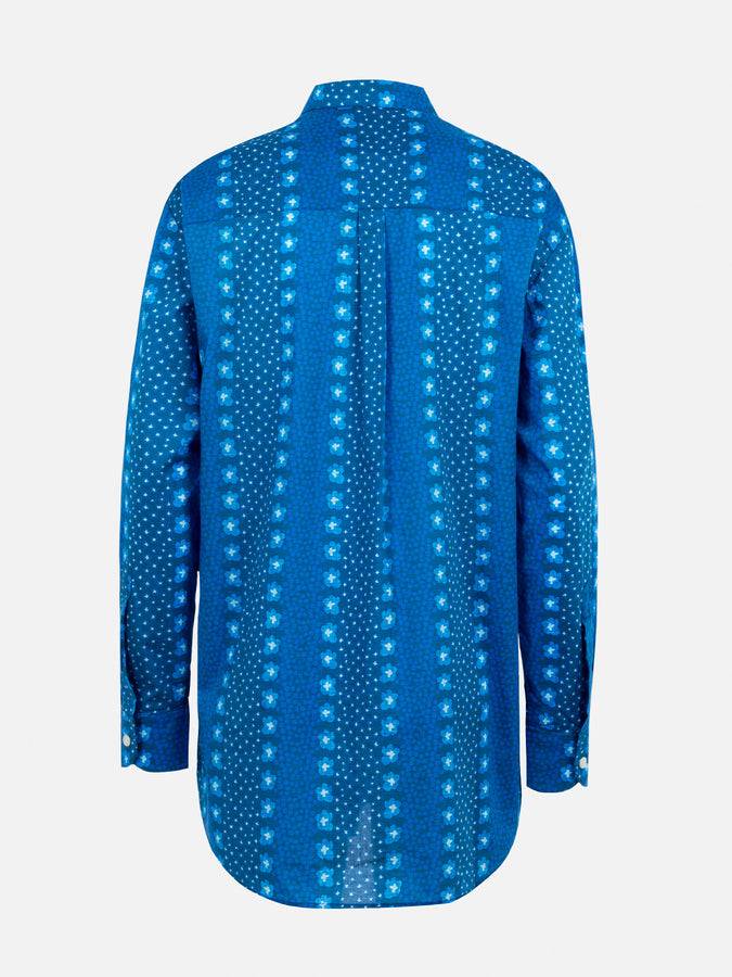 Mc2 Saint Barth Camicia da donna Brigitte in cotone con stampa fiori indaco Vendite Flash