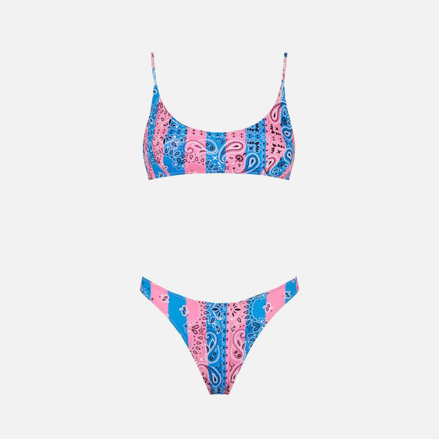 Mc2 Saint Barth Bikini da donna a bralette con stampa bandana a righe Outlet