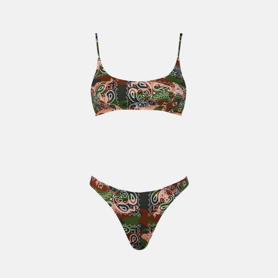 Mc2 Saint Barth Bikini da donna a bralette con stampa bandana mimetica Moda
