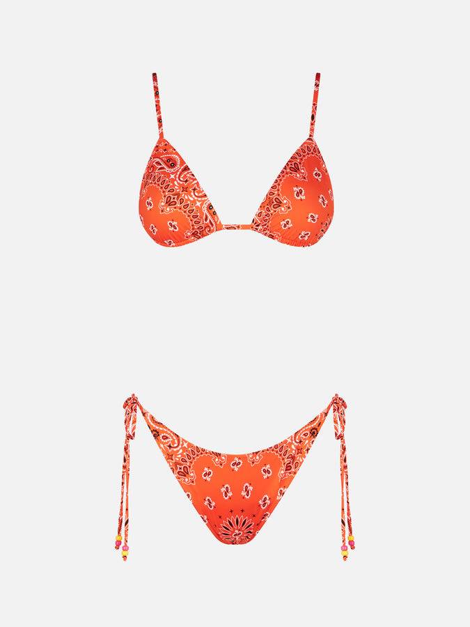 Mc2 Saint Barth Bikini da donna a triangolo arancione con stampa bandana Hotsell