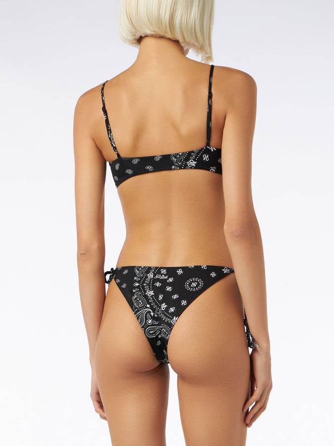 Mc2 Saint Barth Bikini da donna a bralette con stampa bandana nera Promozione
