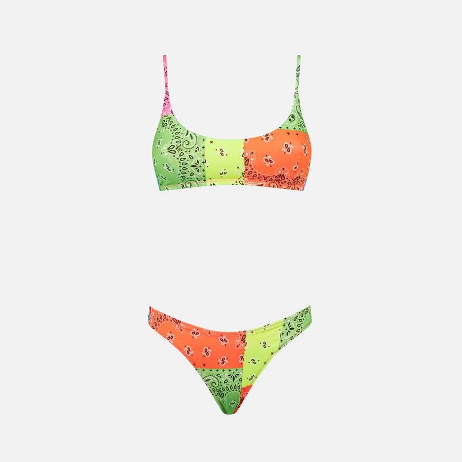 Mc2 Saint Barth Bikini da donna a bralette con stampa bandana fluo Spedizione Gratuita