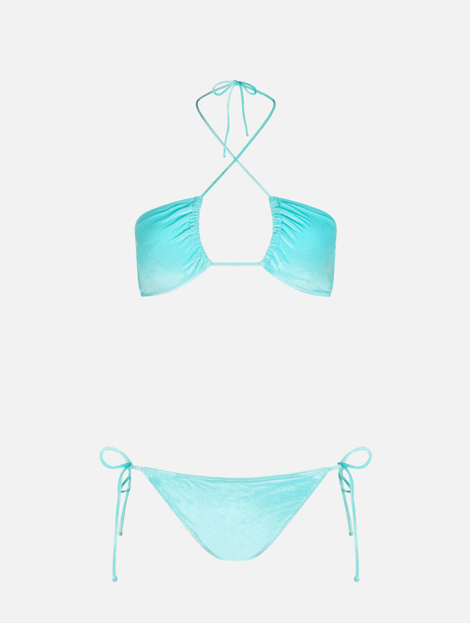 Mc2 Saint Barth Bikini da donna a fascia in ciniglia verde acqua Grande vendita