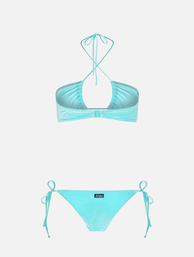 Mc2 Saint Barth Bikini da donna a fascia in ciniglia verde acqua Grande vendita