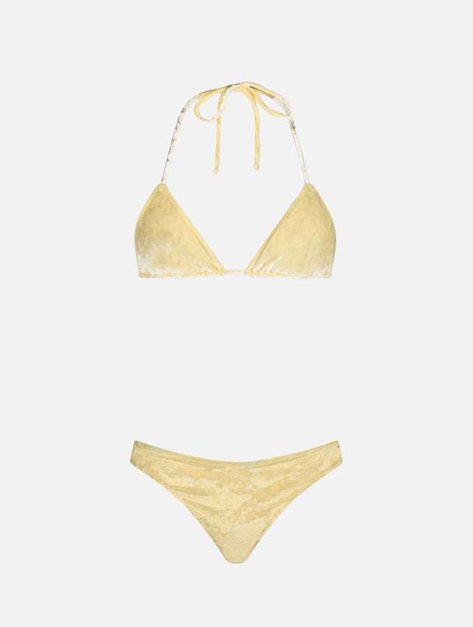 Mc2 Saint Barth Bikini da donna a triangolo in ciniglia giallo Leah Naomi Prezzo Ridotto