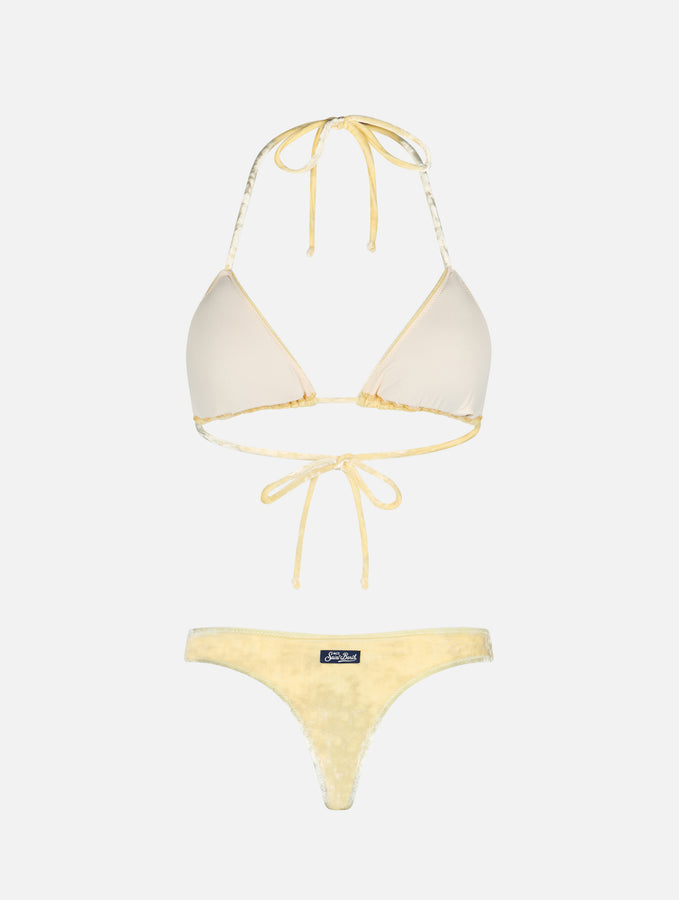 Mc2 Saint Barth Bikini da donna a triangolo in ciniglia giallo Leah Naomi Prezzo Ridotto
