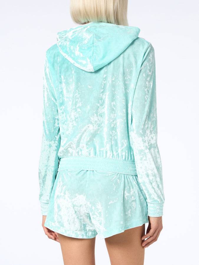 Mc2 Saint Barth Woman water green chenille zipped hoodie Jasmine Sottocosto