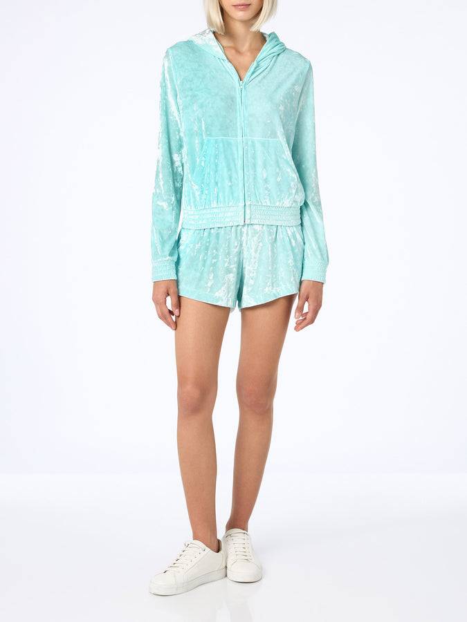 Mc2 Saint Barth Woman water green chenille zipped hoodie Jasmine Sottocosto