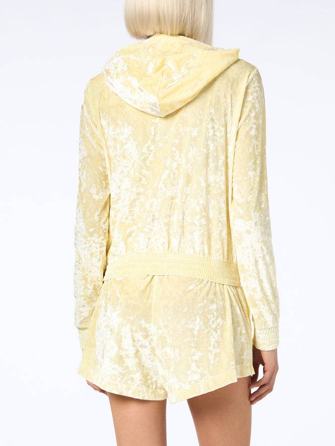 Mc2 Saint Barth Woman pale yellow chenille zipped hoodie Jasmine Novità