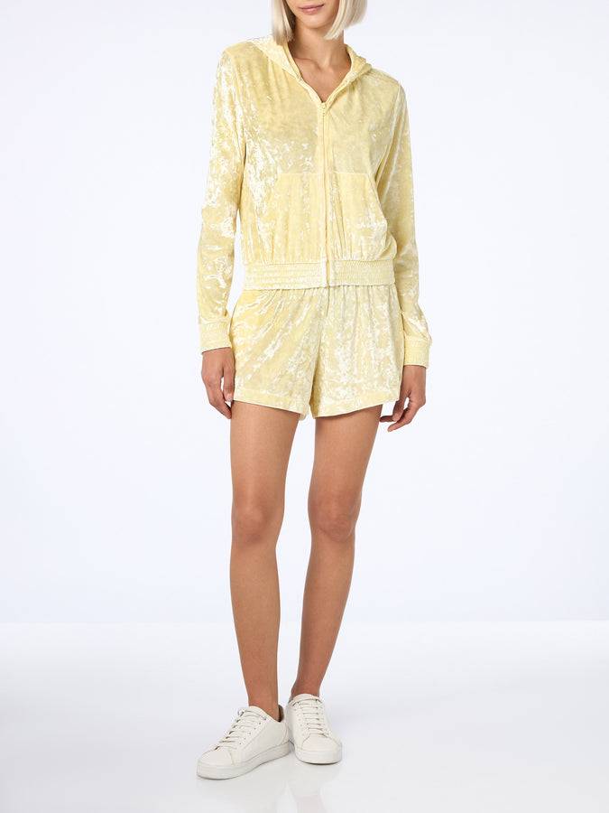Mc2 Saint Barth Woman pale yellow chenille zipped hoodie Jasmine Novità