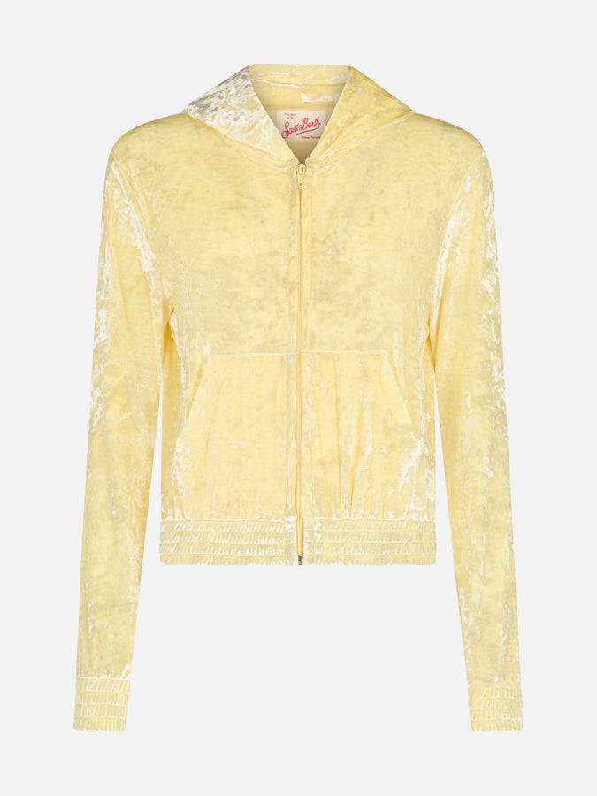 Mc2 Saint Barth Woman pale yellow chenille zipped hoodie Jasmine Novità