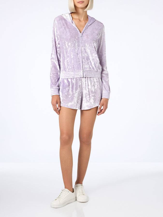 Mc2 Saint Barth Woman lilac chenille zipped hoodie Jasmine Sconto