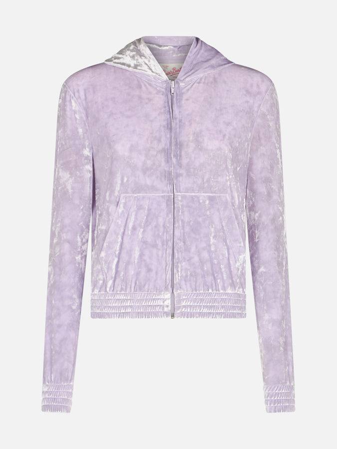 Mc2 Saint Barth Woman lilac chenille zipped hoodie Jasmine Sconto