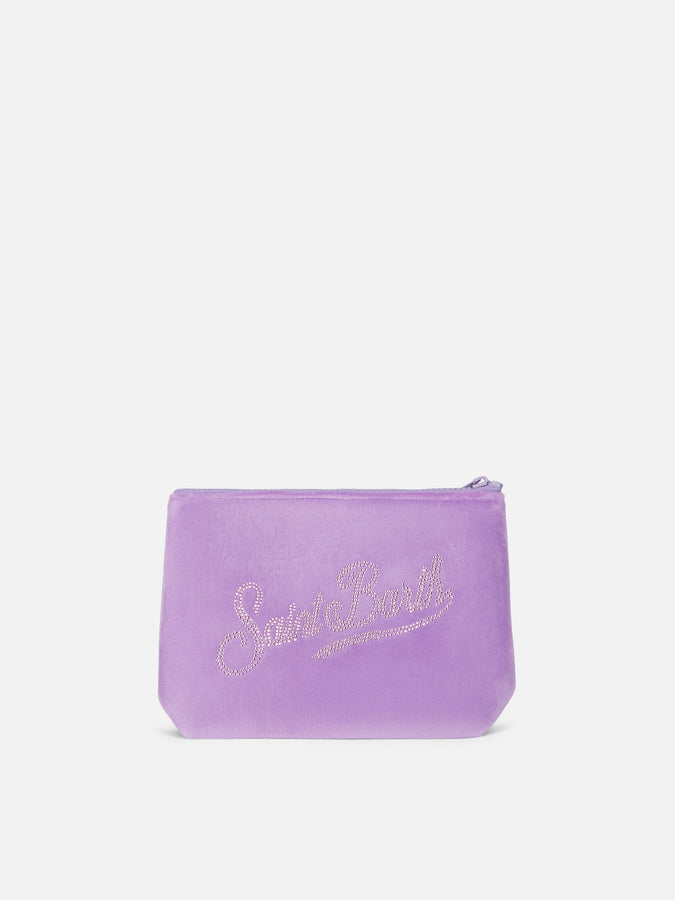 Mc2 Saint Barth Pochette Aline in ciniglia lilla con strass Outlet