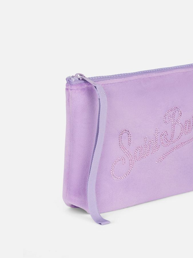 Mc2 Saint Barth Pochette Aline in ciniglia lilla con strass Outlet