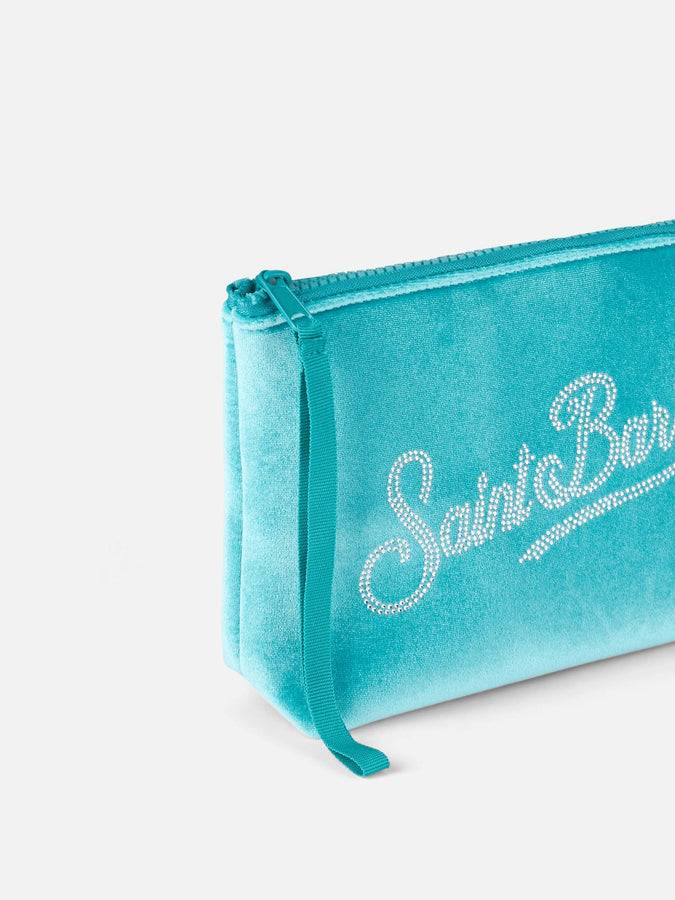 Mc2 Saint Barth Pochette Aline in ciniglia verde acqua con strass In Vendita