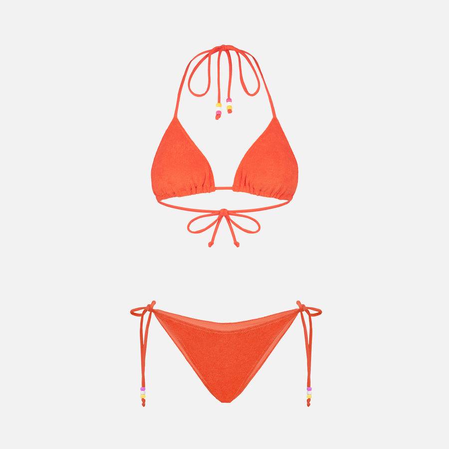 Mc2 Saint Barth Bikini da donna a triangolo in spugna arancione con charms Nuova
