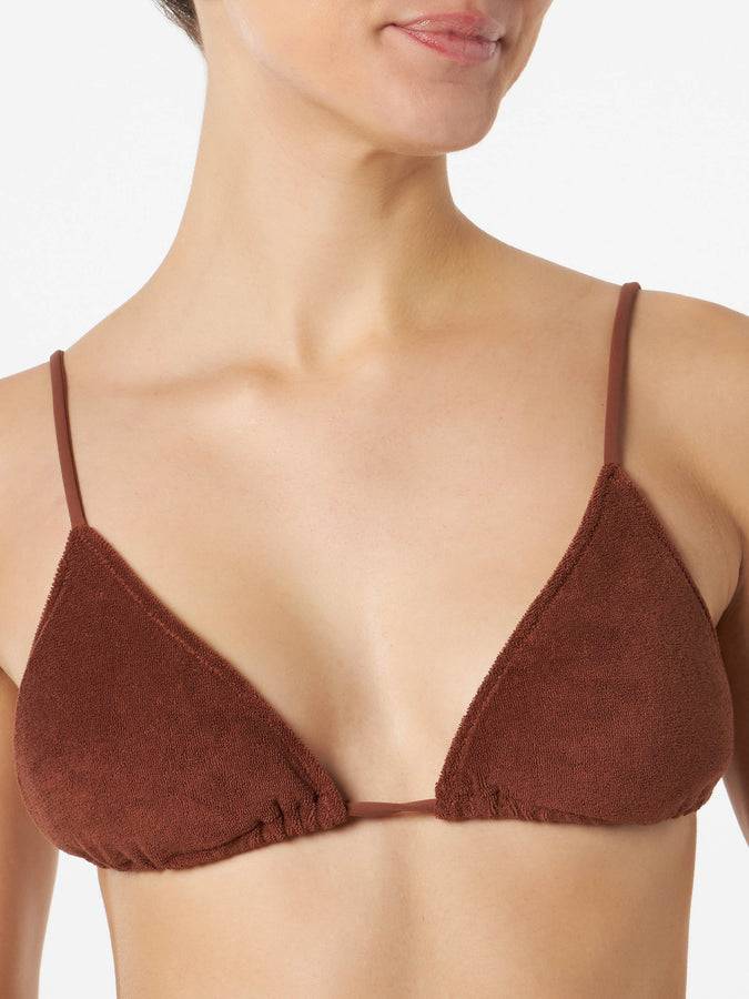 Mc2 Saint Barth Bikini da donna a triangolo in spugna marrone In Linea