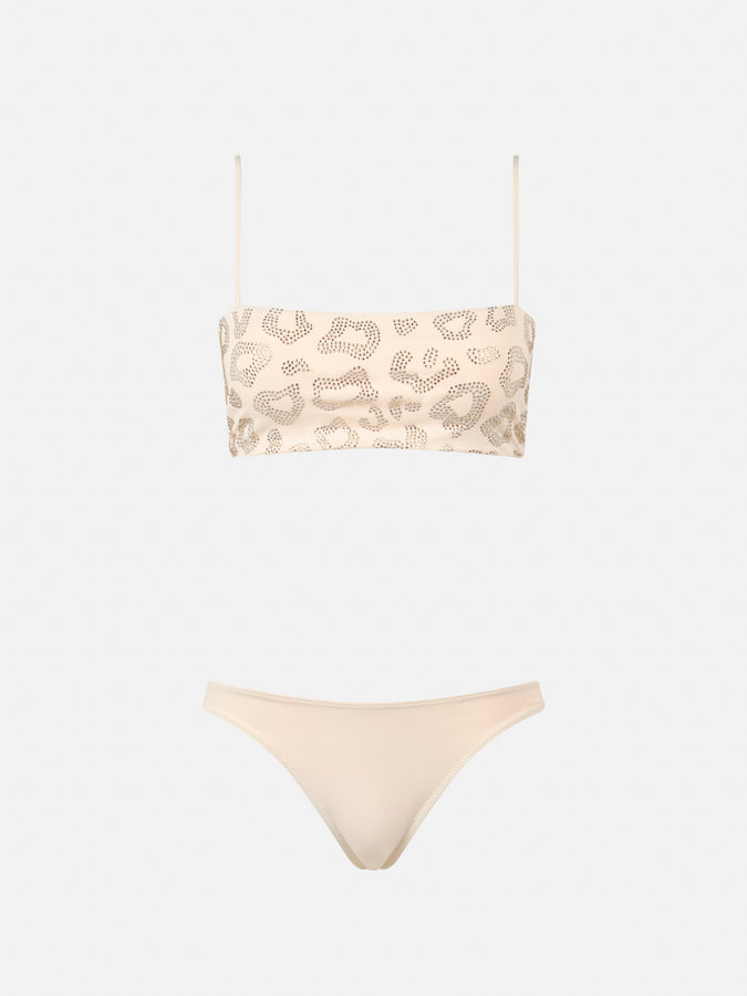 Mc2 Saint Barth Bikini donna a fascia animalier Athena Naomi con strass Spedizione Gratuita