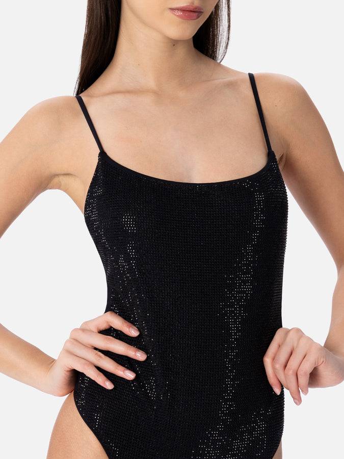 Mc2 Saint Barth Costume intero da donna nero Cecille con strass Affare Del Giorno