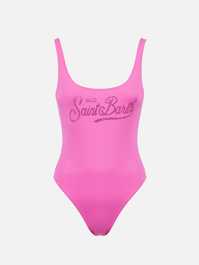 Mc2 Saint Barth Costume intero da donna Lora con schiena scoperta e strass Sottocosto